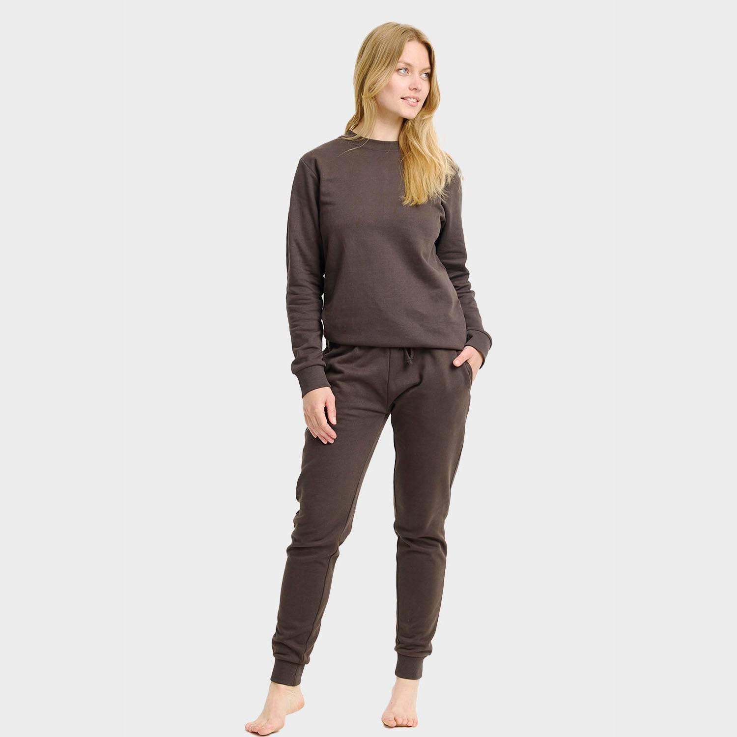 Brunt sweatset – Dame